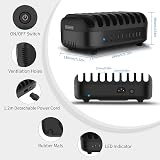 NTONPOWER 10-Port USB Charging Station 120W Multi Charger Dock Black view 7