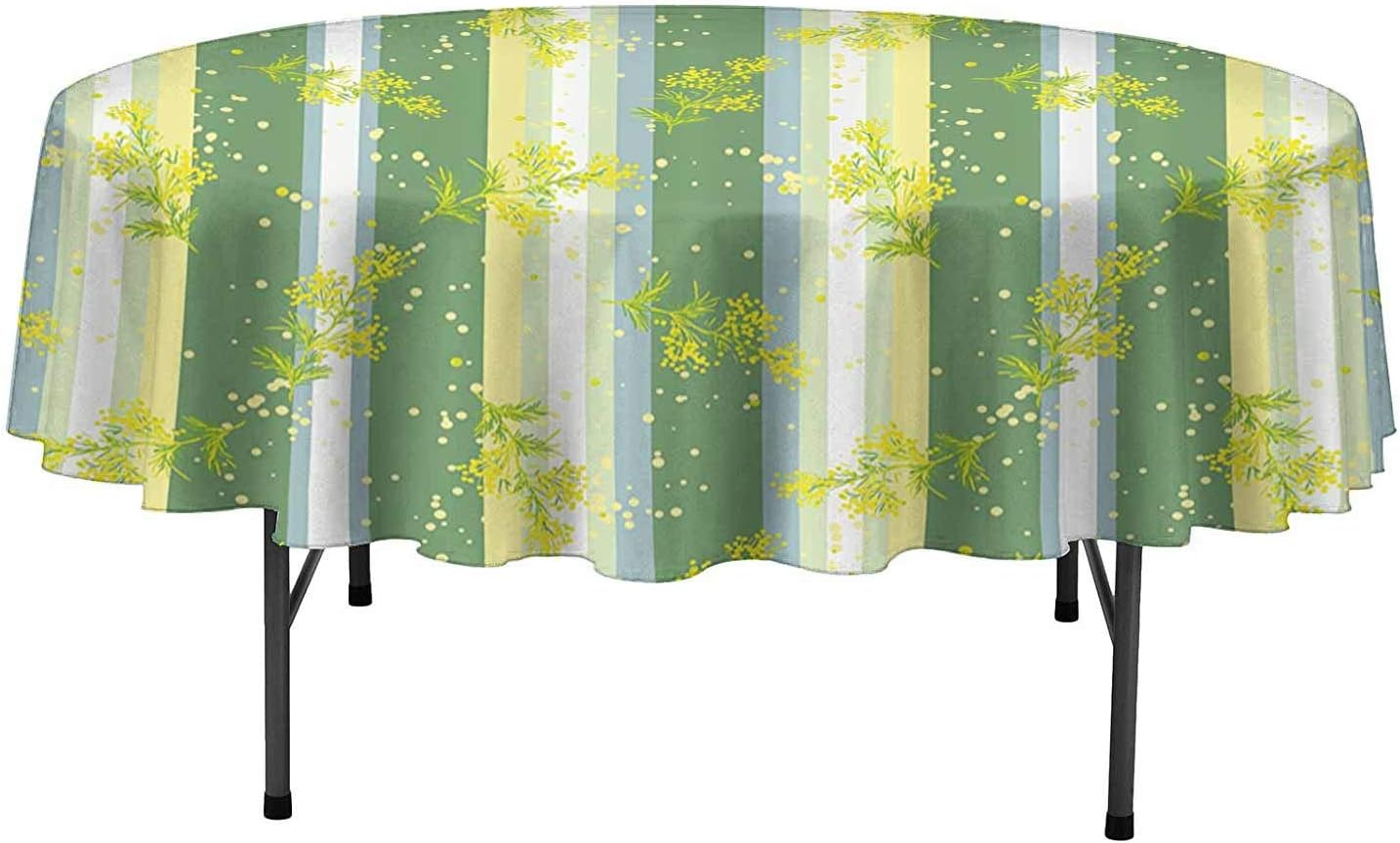 Aishare Store Round Tablecloth Striped Decor Mimosa Spring