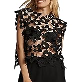 Wyeysyt Crochet Tops for Women Floral Lace Vest Hollow Out Sleeveless Summer Cropped Going Out Top