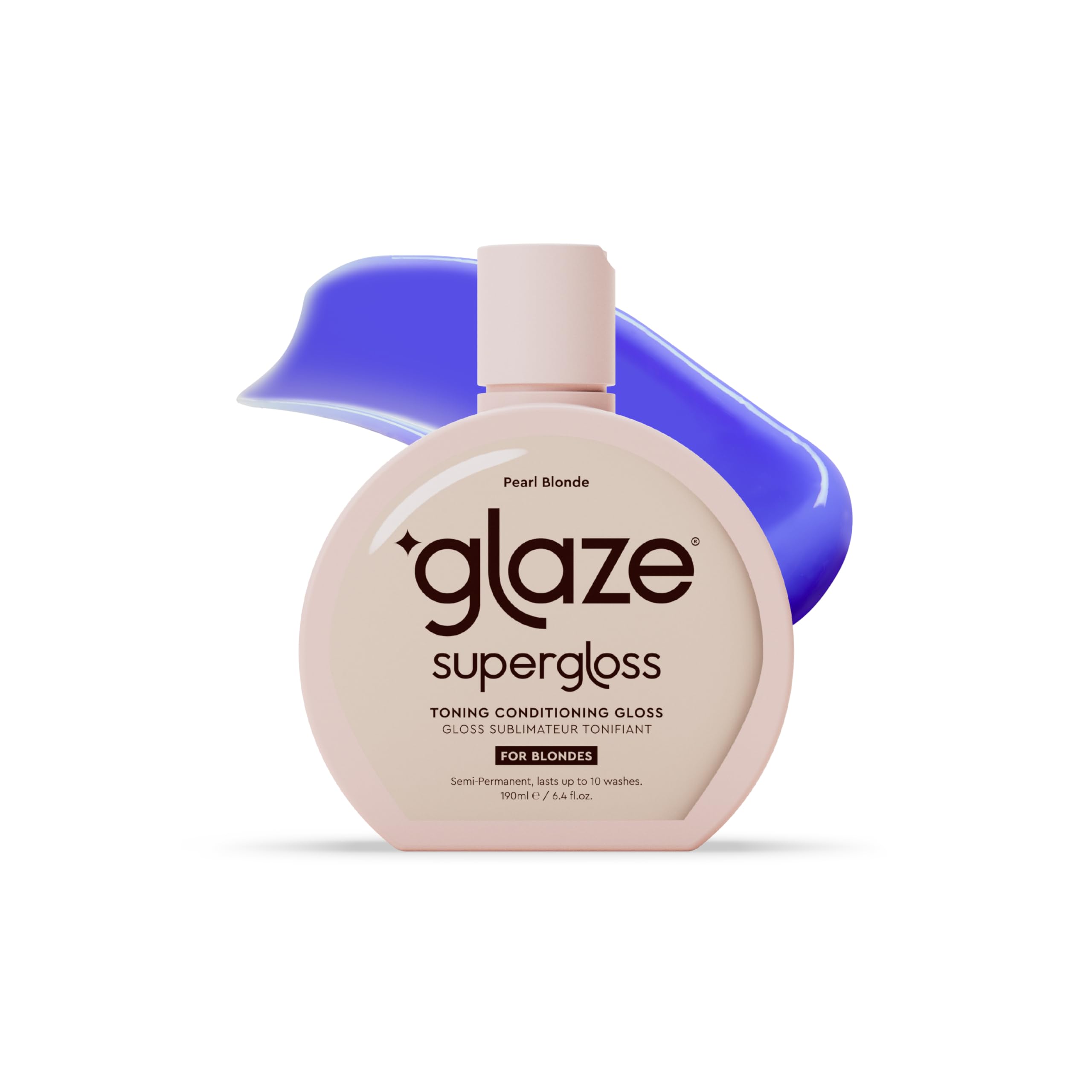 Glaze Supergloss Color Conditioning Gloss โ Hydrating Semi-Permanent Color Hair Gloss & Shine Boost โ Color Depositing Mask - Vegan, Cruelty-Free โ 190ml - Pearl Blonde - Purple Toner