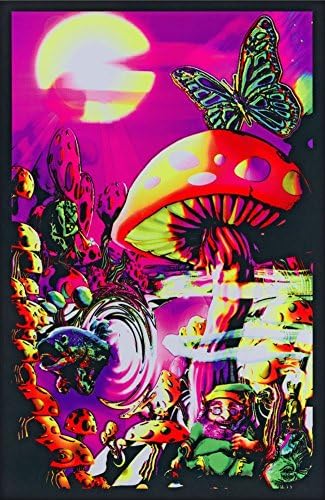 Magic Valley Trippy Mushrooms College Blacklight Art Poster Print -- Size:24" x 36"