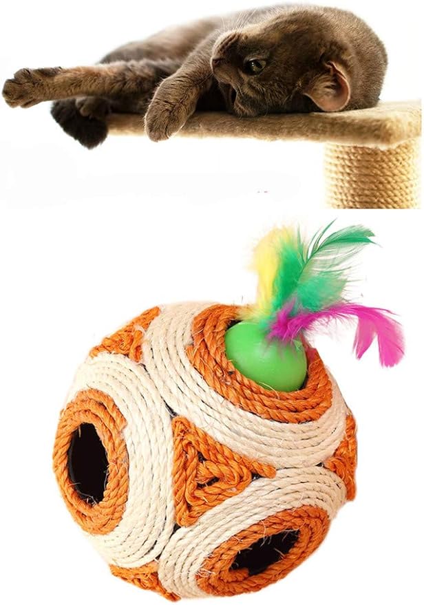cat toy scratcher with ball