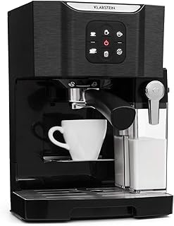 Klarstein BellaVita Espressomaschine mit Milchschaum-Düse, 3in1 Kaffeemaschine, New Black Edition, (Siebträger, 20 Bar, 1450 Watt, 1.4 Liter) für Cappucino, Espresso, Latte Machiato, schwarz