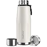 Augshark 20oz Stainless Steel Insulated Water Bottle Travel Coffee Cup with Lid Leak Proof Metal Water Bottle for Hot and Cold Drink Water Flask (White)
