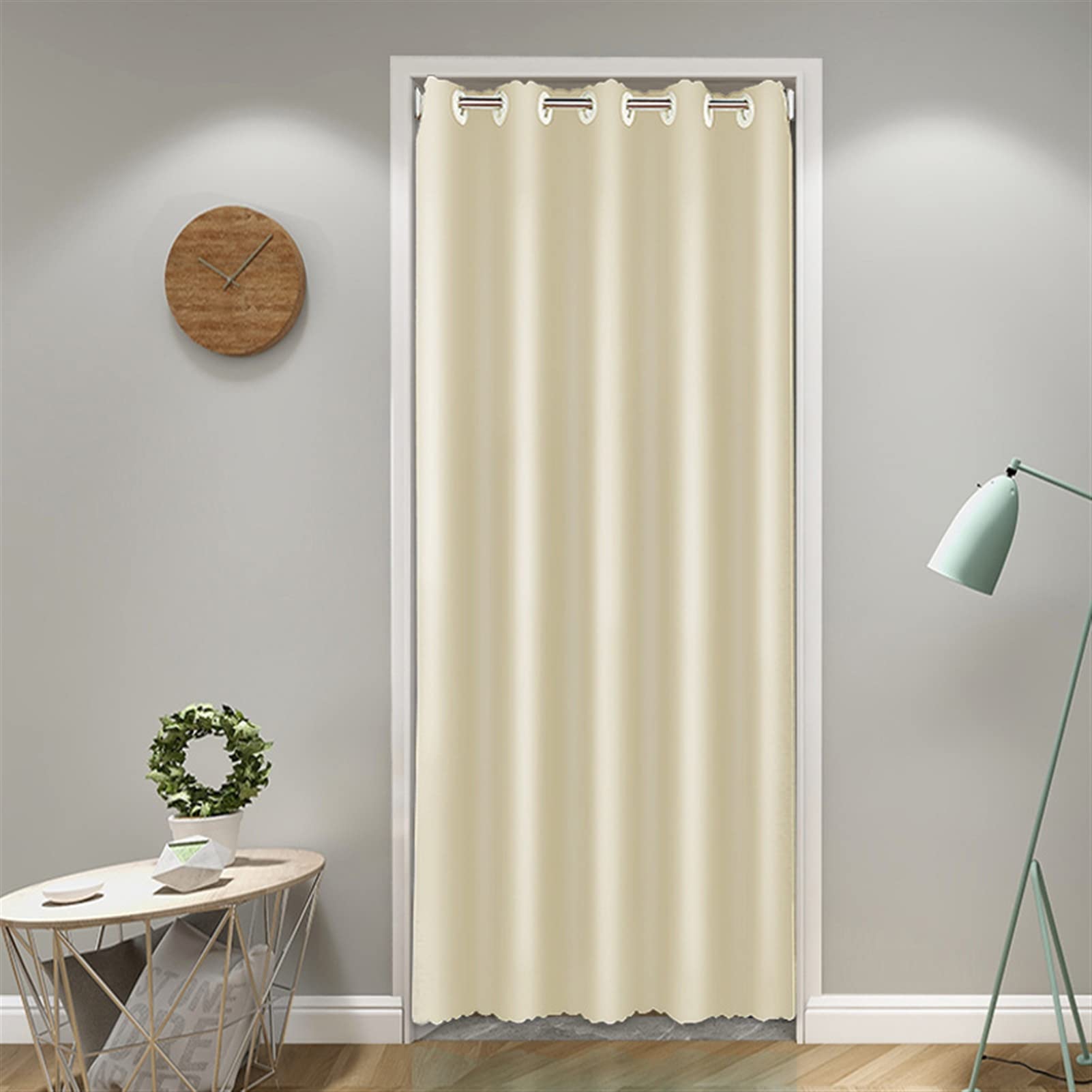 SK Studio Blackout Door Curtains, Privacy Doorway Curtain Energy Efficient Grommet Closet Curtain for Hallway Bathroom Front Door Beige, 59" W x 71" H