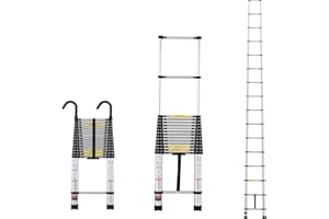 VEVOR Telescoping Ladder, 20.3FT Aluminum Lightweight Extension Ladder, Multi-Button Retraction Collapsible Ladder, 375 LBS Capacity with Non-Slip Feet, Portable Compact Ladders for Home, RV, Loft