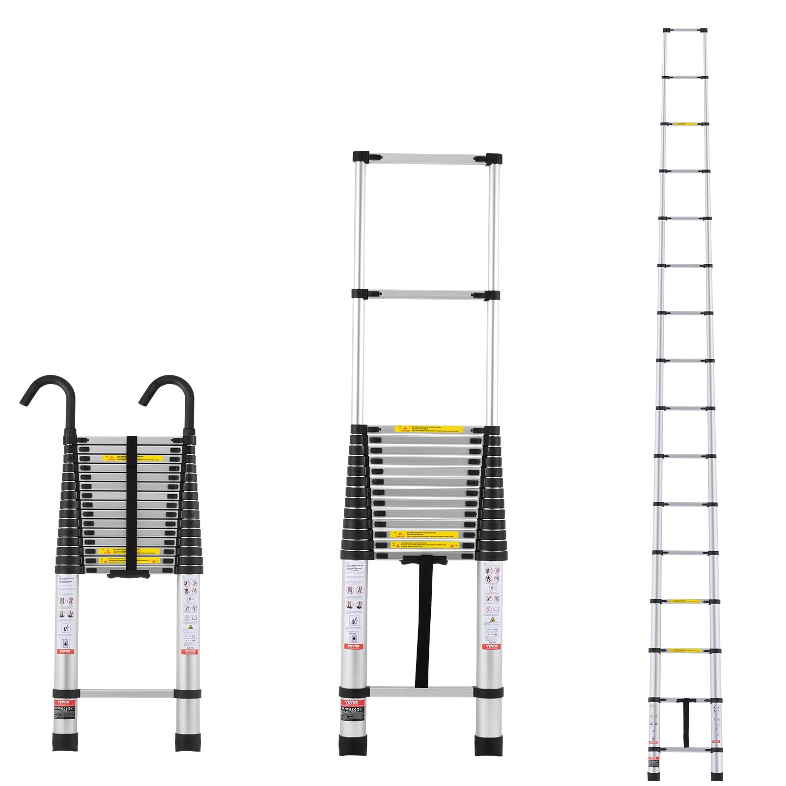 Photo 1 of *** USED***VEVOR Telescoping Ladder, 20.3FT Aluminum Lightweight Extension Ladder, Multi-Button Retraction Collapsible Ladder, 375 LBS Capacity with Non-Slip Feet, Portable Compact Ladders for Home, RV, Loft