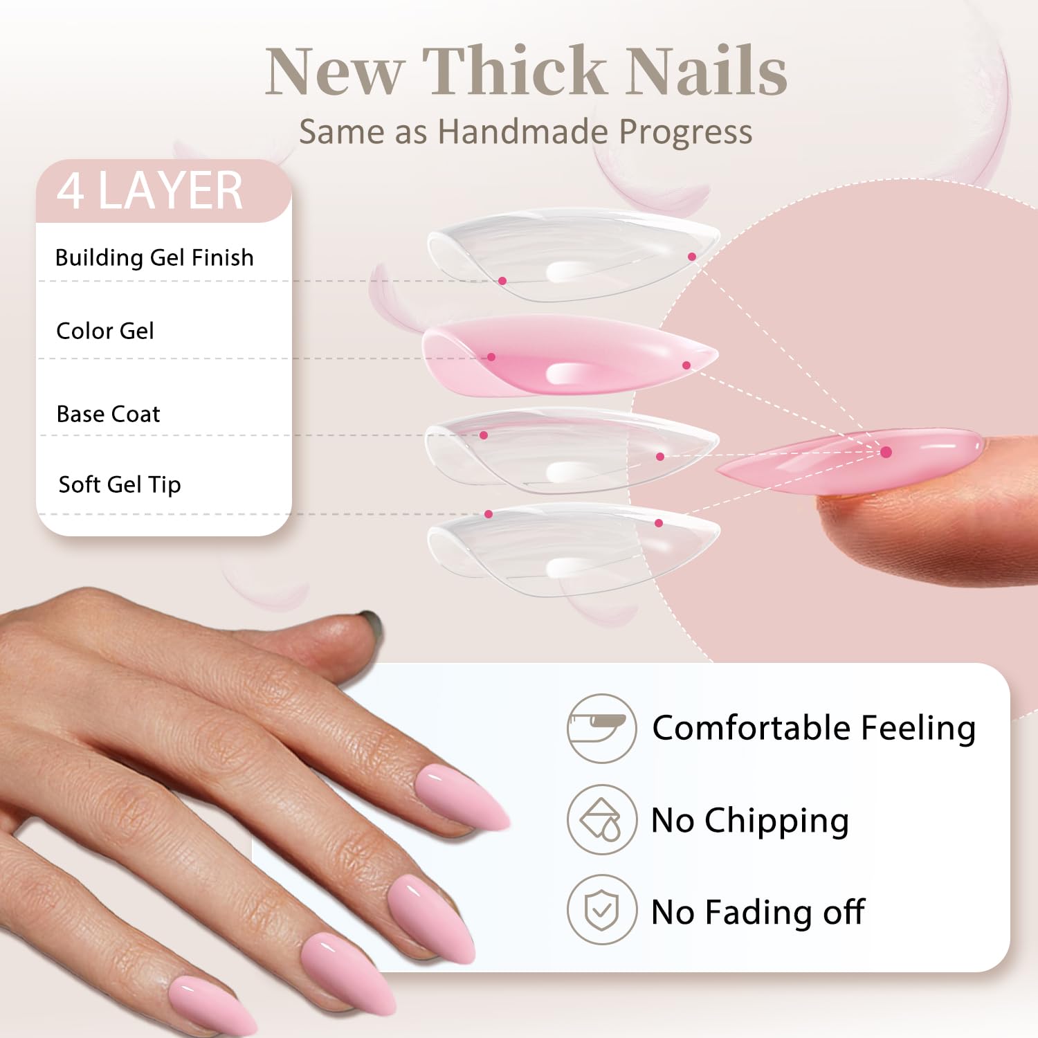 Brown Press on Nails Short Almond Fake Nails Press ons, Thick Solid Color Glue on Nails Short False Nails, Medium Almond Nails Oval Round Shaped Nails for Women, 24Pcs Natural Acrylic Gel Nails - Image 6