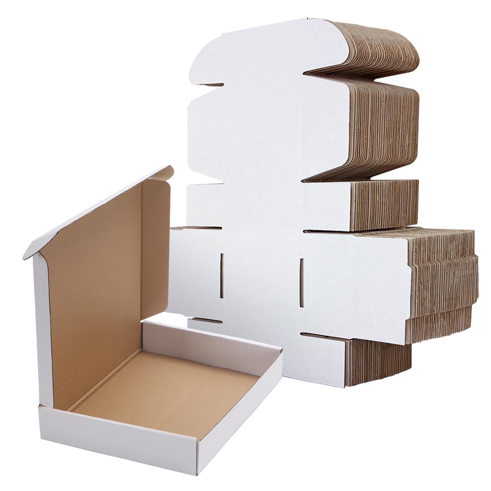 Photo 1 of RLAVBL 12x9x2 Shipping Boxes Set of 25, White Corrugated Cardboard Box for Packing, Mailing, Business