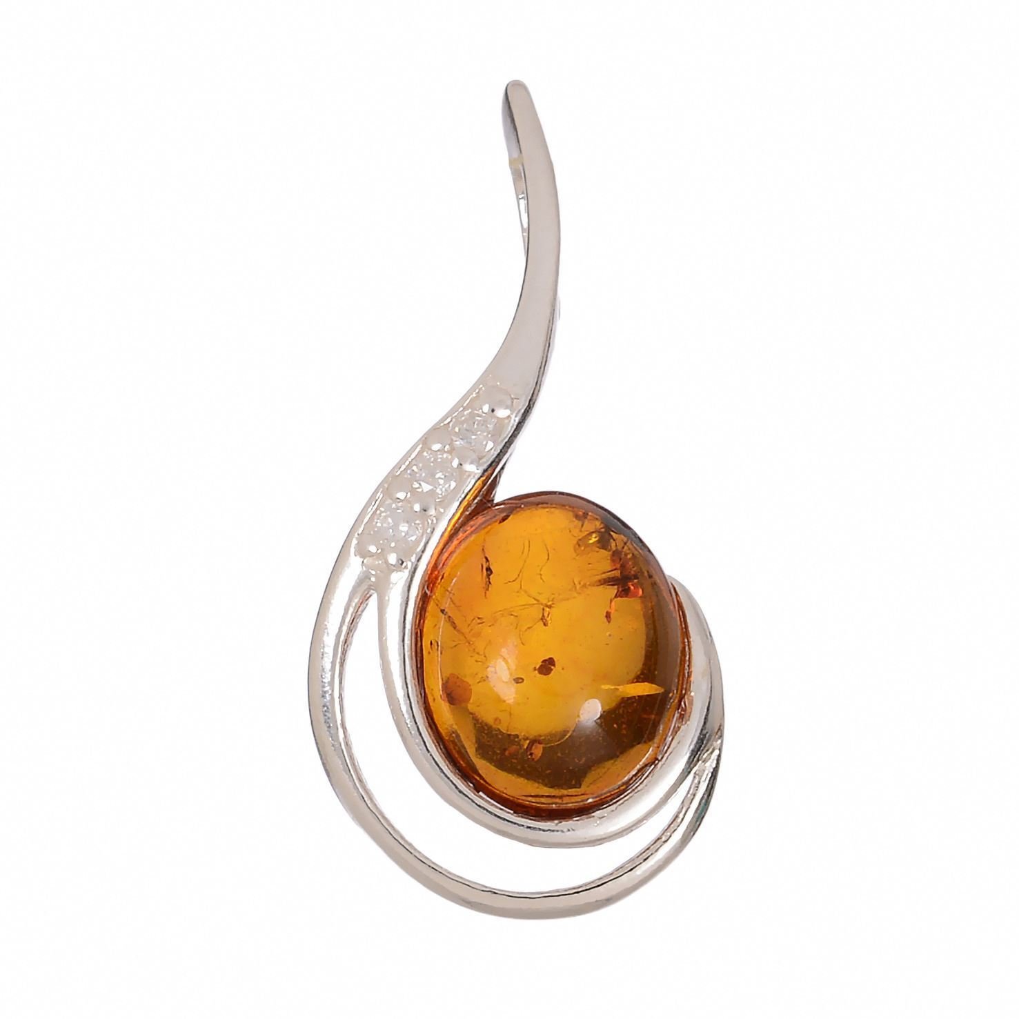 Sterling Silver and Baltic Honey Amber Pendant "Vivian"