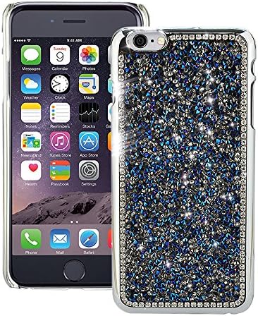 iPhone 6 Case, Deluxe Elegant Shiny Bling Crystal Rhinestone [Pretty Glittery Sturdy] Durable Back Cover Skin for Apple iPhone 6 4.7" + Free Screen Guard Protector + Stylus - Blue Diamond Design