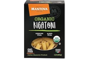 Mantova Italian Organic Rigatoni Pasta - 100% Durum Semolina Organic Rigatoni - 1 Pound (Pack of 6) - Product Of Italy