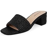 Modatope Braided Sandals Women Chunky Heel Square Toe Sandals for Women Open Toe Heeled Mules