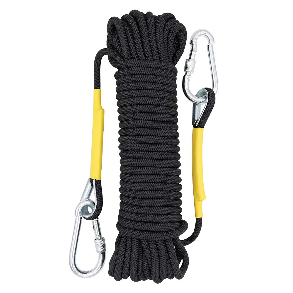 X XBEN Multi-use 8mm 20m Outdoor Rope Home Emergency Escape, Black Multifunctional Cord for Magnetic Fishing Hiking Caving Camping