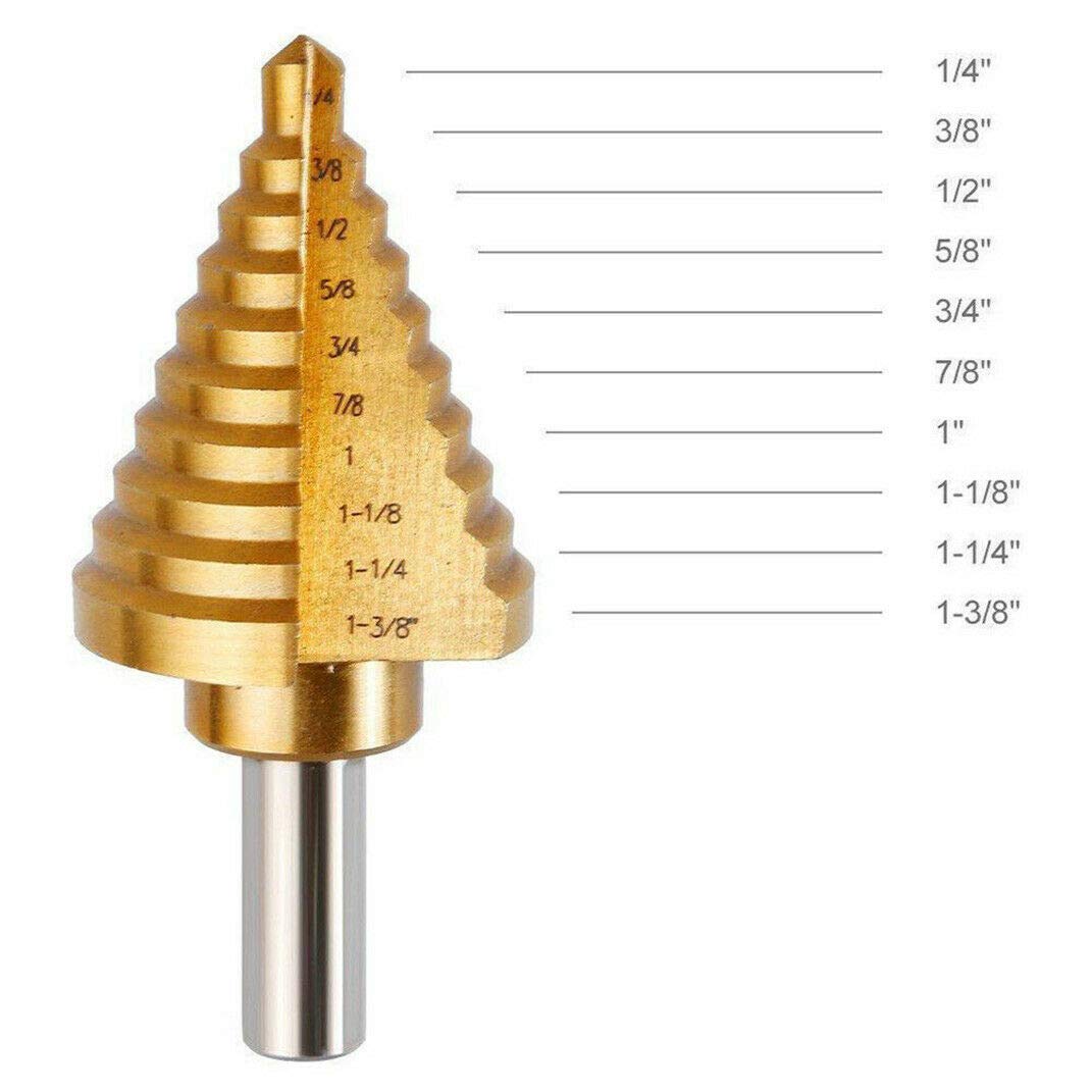 Dyrabrest Titanium Step Drill Bit HSS High Speed Steel 1/4\