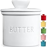 PriorityChef French Butter Crock with Lid, Get on Demand Spreadable Butter, Ceramic Butter Keeper to Leave on Counter with Wa