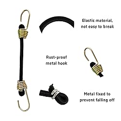 AUXBC 20PCS 4Inch Mini Black Bungee Cords with