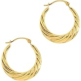 Floreo 10k Yellow Gold 20mm Graduated Round Circle Twist Hoop Earrings