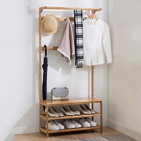 Amazon 靴箱 シンプルホール靴コートラックのフロアシューズラックハンガーコンビネーション靴ベンチリビングルームハンガー 靴べら Size M 60cm ハンガーラック オンライン通販