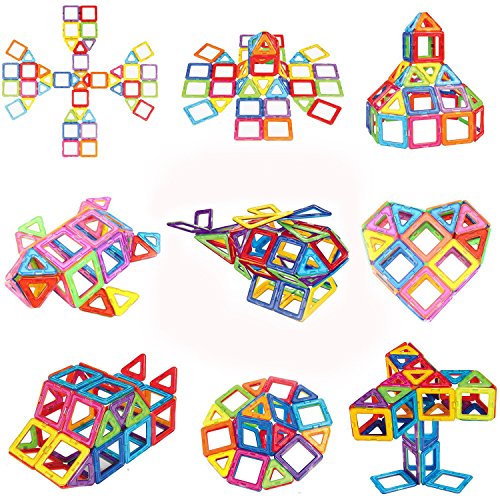 100 Piece Magnetic Blocks Building Toys For Boys Girls, Preschool Educational Stacking Toy 3D Magnet Building Construction Kit for Kids By Mags Pro