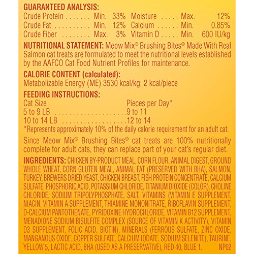 Meow Mix Brushing Bites Cat Dental Treats, Real Salmon, 4.75 Ounce