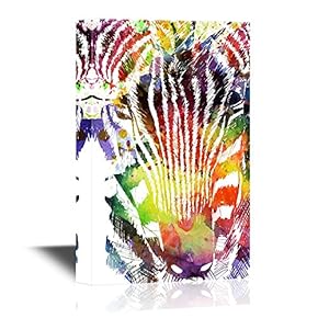 Canvas Wall Art - Zebra with Watercolor Splash - Gallery Wrap Modern Home Art | Ready to Hang - 12x18 inches