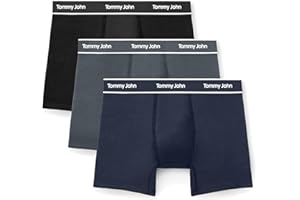 Tommy John Men's Essential Cool Cotton Stretch Boxer Brief Underwear - 6" 3-Pack, Breathable, Moisture-Wicking, Support Pouch