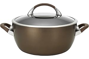 Circulon Symmetry Hard Anodized Nonstick Dish/Casserole Pan with Lid, 5.5 Quart, Chocolate