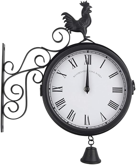 LUNAH Outdoor Wall Clock Weatherproof, Iron Garden Wall Clocks Outdoor