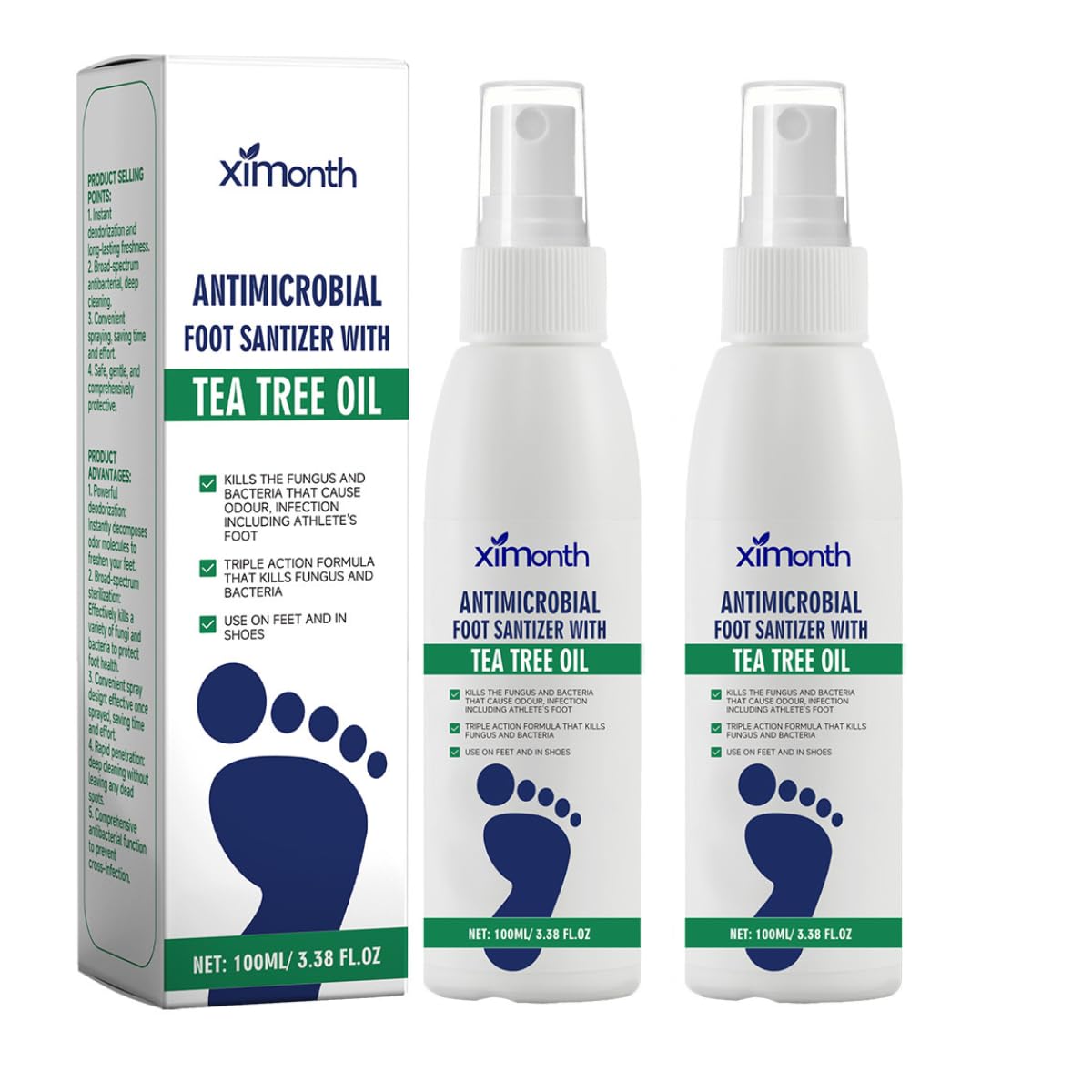 Photo 1 of 2PCS Foot Spray with Tea Tree Oil,Tea Tree Oil Feet Spray,Foot & Shoe Freshness,Quick-Drying and Travel-Friendly (2 PCS)