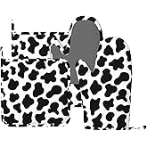 MIFSOIAVV Cow Print Oven Mitts and Pot Holders Sets Silicone Black White Cow Print Kitchen Mitts Potholders Heat Resistant 4Pcs Farmhouse Cowhide Oven Gloves Hot Pads for Kitchen Baking Cooking