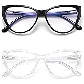 TEAPLMTT 2 Pack Cat Eye Blue Light Blocking Glasses for Women Trendy TR90 Frame Anti Blue Ray Eyesatrain Computer Eyeglasses