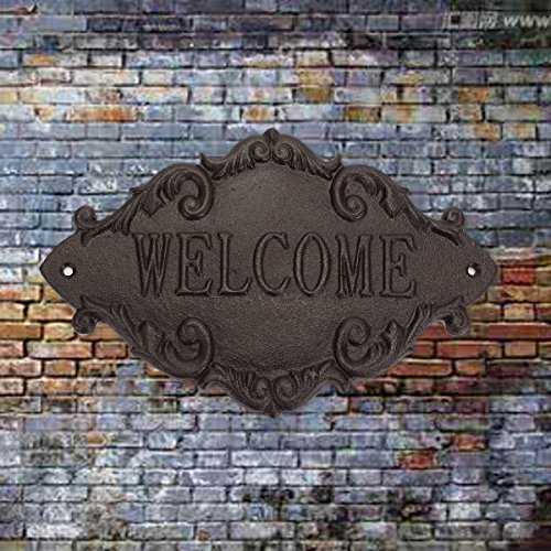 Katoot@ Cast Iron French Country Cottage WELCOME Sign Plaques Wall Sticker Outdoor 3D Beer Bar Vintage Home Decor
