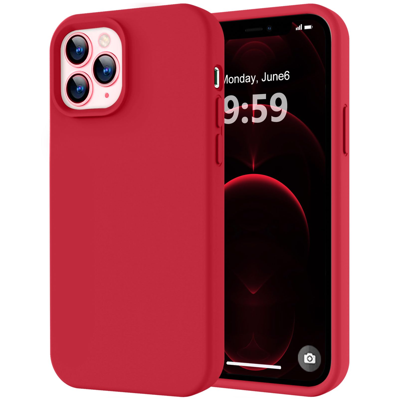 LOVE 3000 Compatible with iPhone 12 Pro Max Phone Case | Thickening Liquid Silicone | Anti-Scratch Microfiber Lining | Full-Body Duty Heavy Protection Case for iPhone 12 Pro Max Women Girls, Red