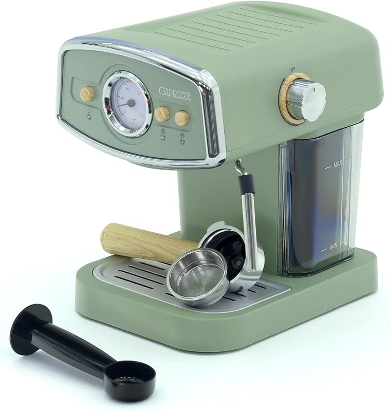 Cafetera Express Semiautomática Caprizze Kai 1050 W 15 Bares Capacidad para 5 Tazas de Café con Vaporizador Color Verde Mate