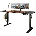 Suhapup Electric Height Adjustable Standing Desk, 63 x 30inches Height Adjustable Computer Desk Sit Stand Desk Home Office Desks with Splice Board