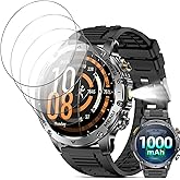 YAJOJO 4 Pack Screen Protector for Karchilor 1.7" Smart Watch, 9H Hardness Tempered Glass for Karchilor 1.7inch SmartWatch, 2.5D Round Edge,Anti-Scratch, Bubble Free, HD Clarity