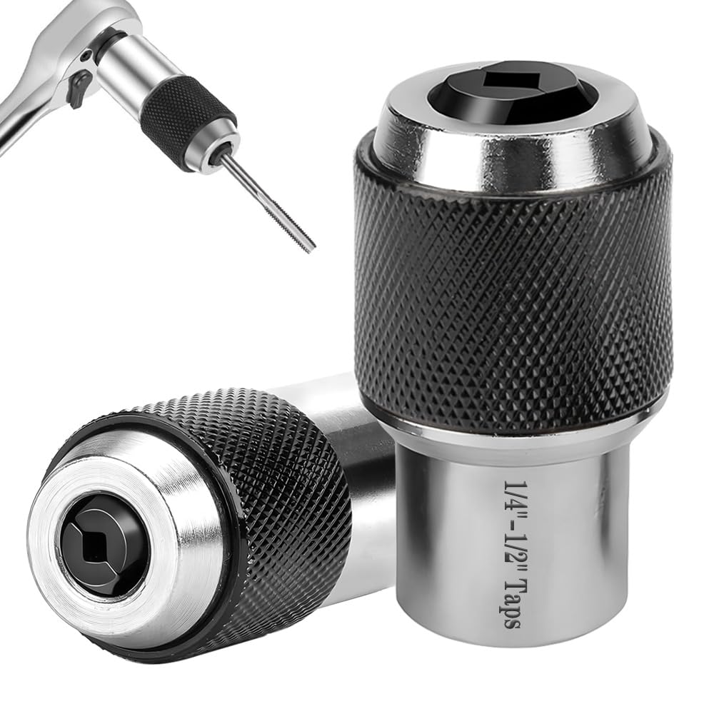 Saipor 2pcs Tap Socket Set, 3/8" Drive Tap Extractor Tool with Adjustable Jaws Fit #6 to 1/2" Taps, Suitable for Taps, Reamers, Screw Extractors