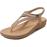 Littleplum Womens Sandals Comfort Arch Support Sandals Summer Walking Shoes Casual Ankle Elastic Flip Flops Shoes