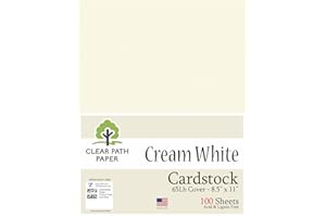 Cream White Cardstock - 8.5 x 11/21.6cm x 28cm - 65Lb Cover / 176gsm - 100 Sheets - Clear Path Paper