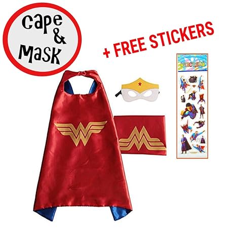 SquishyBean 1 Set Kinder Umhang und Masken Wonder Woman Kostüme Super Hero Dress Up Wonder Women Kostüme Avengers Wonder Woma
