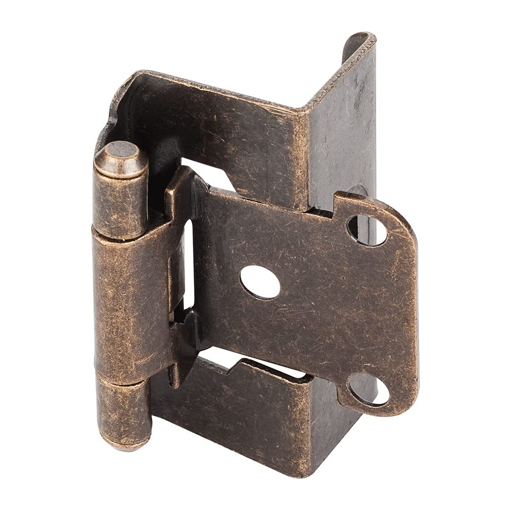 Merriway BH06003 (2 Pcs) Sprung Face Frame Antique Bronze Amerock Style Kitchen Cabinet Hinges, Full Overlay 1.5 mm - Pack of 2 Pieces