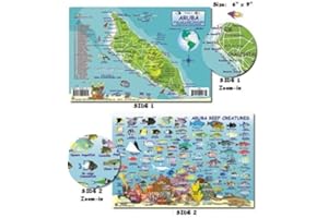 FRANKO MAPS Aruba Franko Map Scuba Dive Diving Divers Snorkel Snorkeling Guide Fish Reef Creatures Guide (Mini-map and Fish Card) Franko Laminated Maps - Fish ID and Maps by FrankosMaps