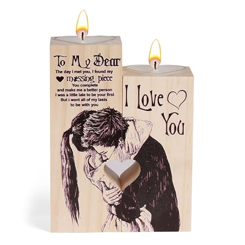 Aomig Heart Shaped Candlestick Holders, Wooden Candle Holder, Heart-shaped Craft Candlestick Shelf, Couple Candle Holder Stand, Anniversary Wedding Valentine's Day Decoration for Lover