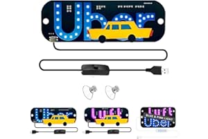 OUYNIEI Light Signs for Car, Blue LED, USB Type-C Touch Dimmer Control, Suction Cup Mount， Light Board Sign Suitable for All Cars (Blue)