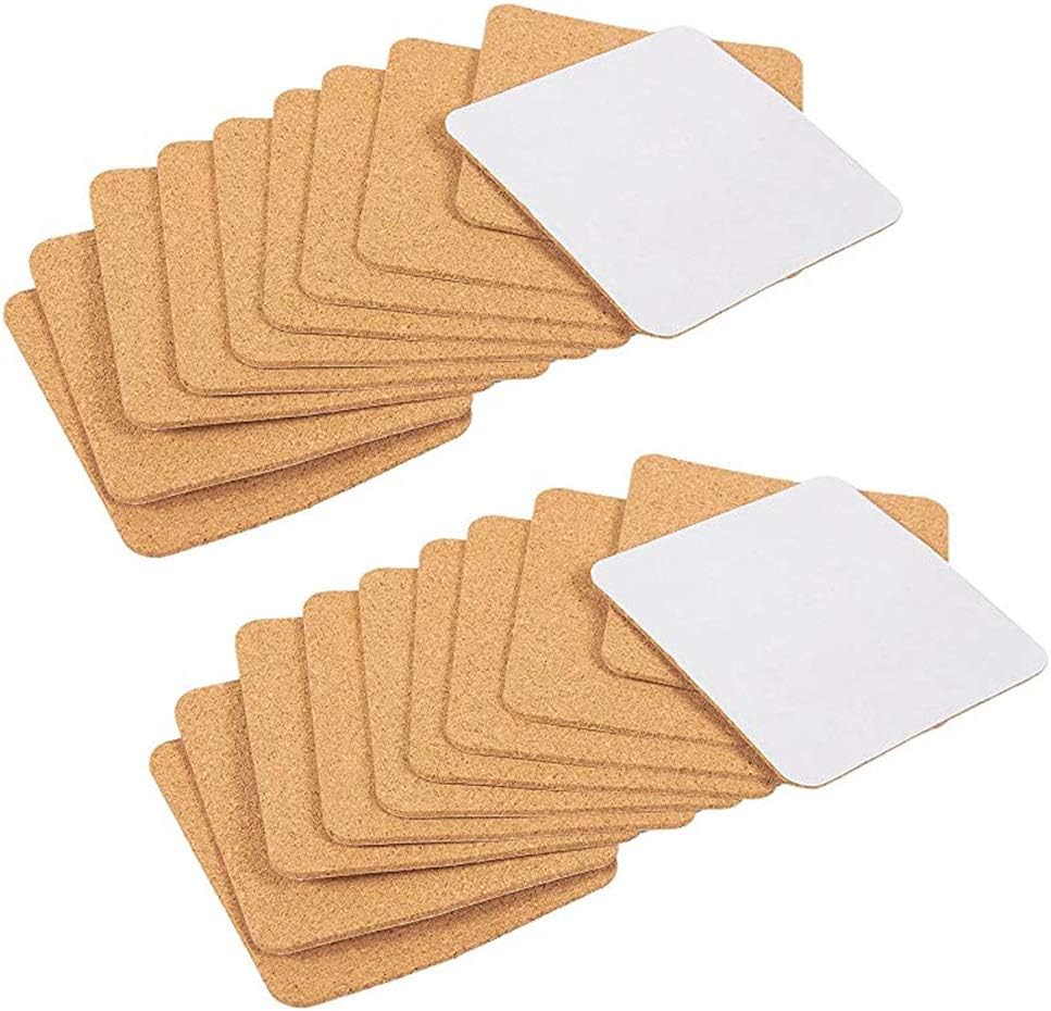 30 Pcs Cork Coasters, SelfAdhesive Cork Squares, for Tea,Coffee