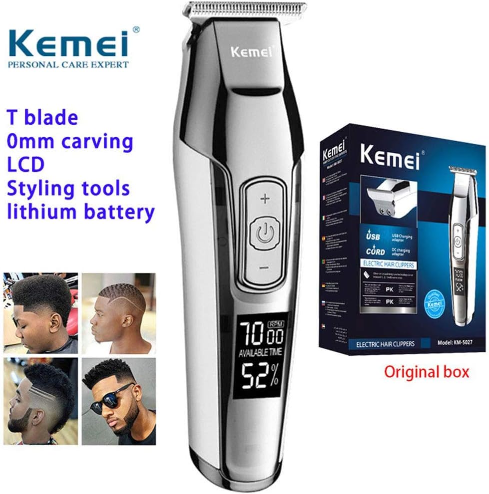 Men's Hair Clipper, Wireless and USB Rechargeable LCD Monitor Professional Beard Trimmer Tool, Electric Hair Cutting Machine