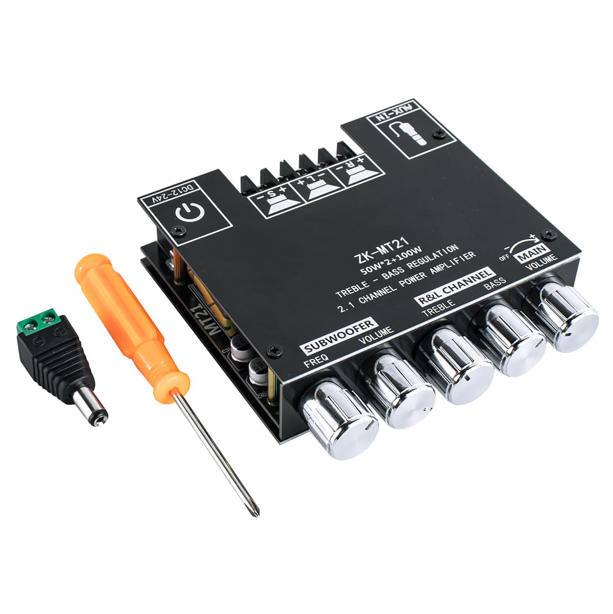 Photo 1 of ZK-MT21 2.1 Channel Bluetooth Audio Power Amplifier Board 50W×2+100W with Treble and Bass Control for DIY Bluetooth Speaker Home Theater