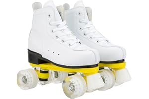 Roller Skates Womens Size 9 White Classic Skating High-Top Double-Row Leather Skates