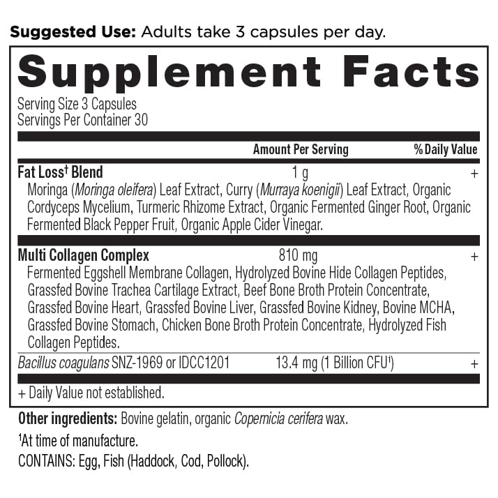 Ancient Nutrition Multi Collagen Advanced Lean with Probiotics, Hydrolyzed Collagen Peptides Supports Healthy Weight Loss and Fat Loss, 90 Count